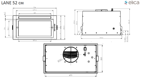 картинка Вытяжка ELICA LANE SENSOR BL MAT/A/52 от магазина SEFI
