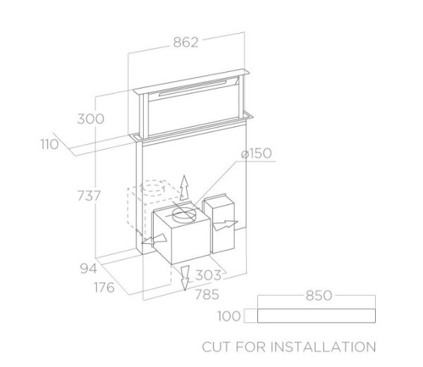 картинка Вытяжка ELICA GETUP BL MAT/A/90 от магазина SEFI