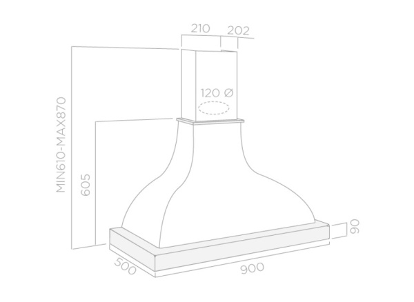 картинка Вытяжка ELICA MEMPHIS WH/A/90 T.GREZZO от магазина SEFI