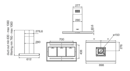 картинка Вытяжка ELICA ADELE IS BL MAT/A/90 X 60 от магазина SEFI
