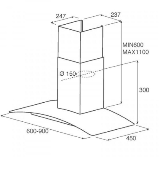 картинка Вытяжка JETAIR TORY P 60 INX LED от магазина SEFI